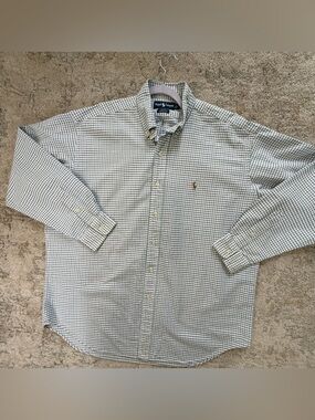 Ralph Lauren Men's Green & White Check Button-Down Shirt